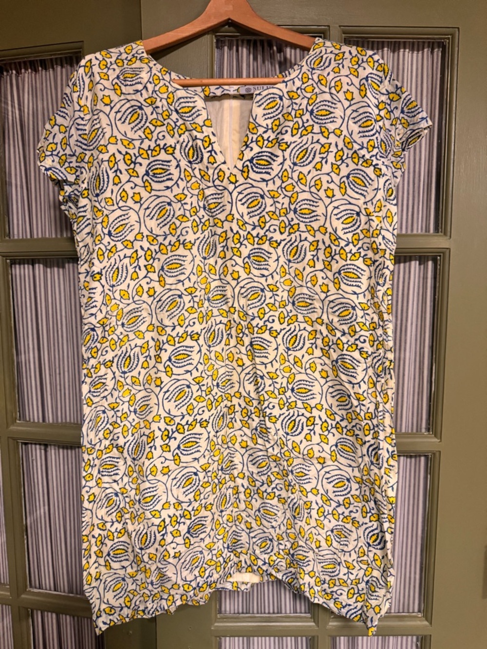 Sulu Collection Silk & Cotton Block Print Dress